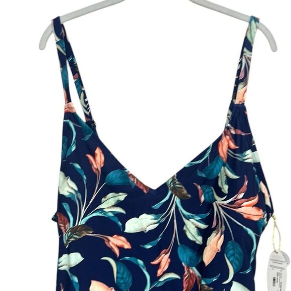 One Piece Swimsuit Woman’s Size 24W Mynah Leaves Tummy Control Medium Coverage - Picture 2 of 11